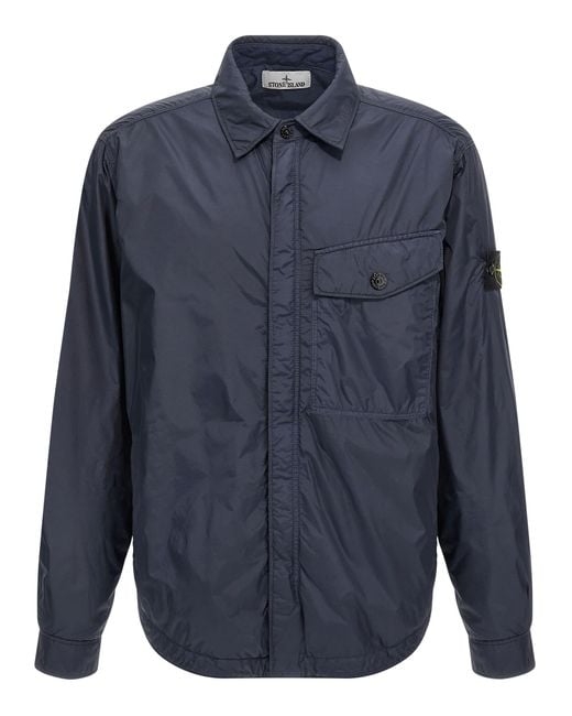 Stone Island Blue Garment Dyed Crinkle Reps Ny Jacket for men