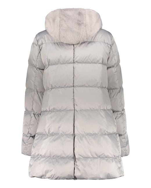 Herno Gray Hooded Short Down Jacket