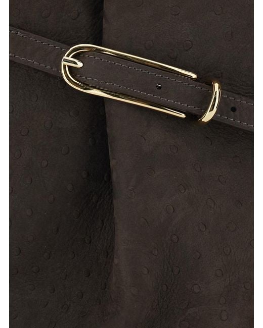 Liffner Black Crossbody Bag With Adjustable Strap Suede For Calf