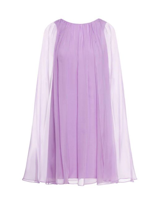 Max Mara Purple Tulle Crewneck Sleeveless Dress