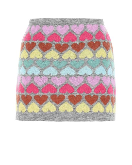 Marco Rambaldi Pink Embroidered Mohair Blend Mini Skirt
