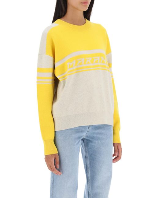 Isabel Marant Yellow Isabel Marant Etoile 'callie' Jacquard Logo Sweater
