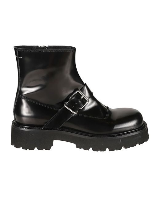 Maison Margiela Black Buckle Side Zip Boots