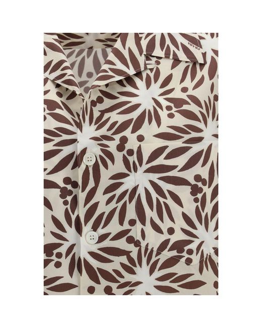 Prada Multicolor Brown Cotton Pattern Shirt for men