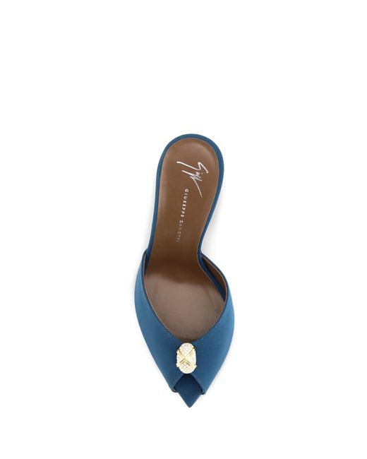 Giuseppe Zanotti Blue Intrigo Cocktail Mules Sandals Calf Leather Bos Taurus