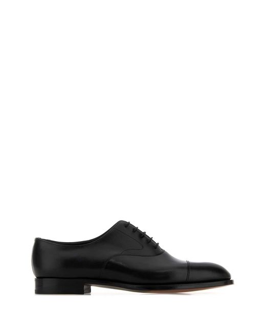 Edward Green Black Leather Chelsea Lace-Up Shoes for men