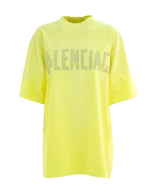 Balenciaga Yellow Tape Type Medium Fit Fluo T-shirt for men