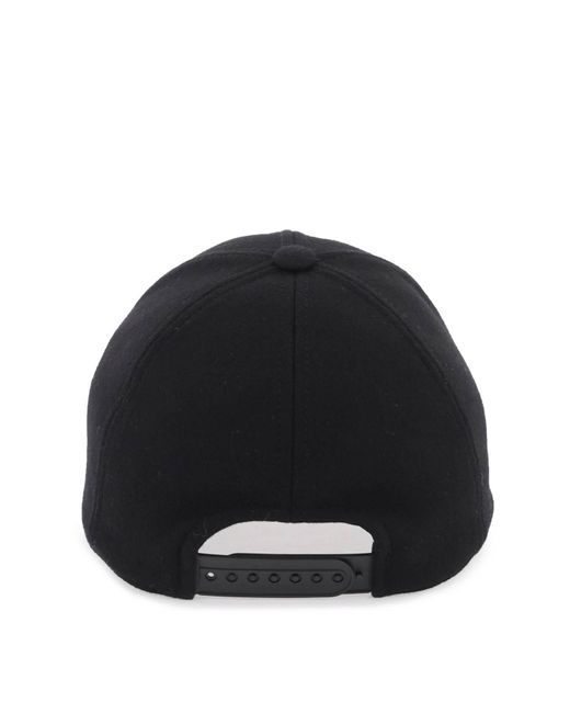 Courreges Black Wool Baseball Cap