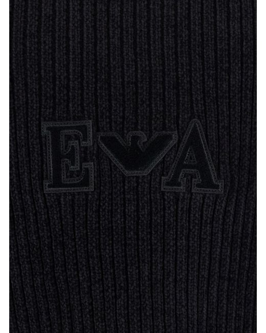 Emporio Armani Blue Turtleneck Sweater Tech Fabric Cotton Tops for men