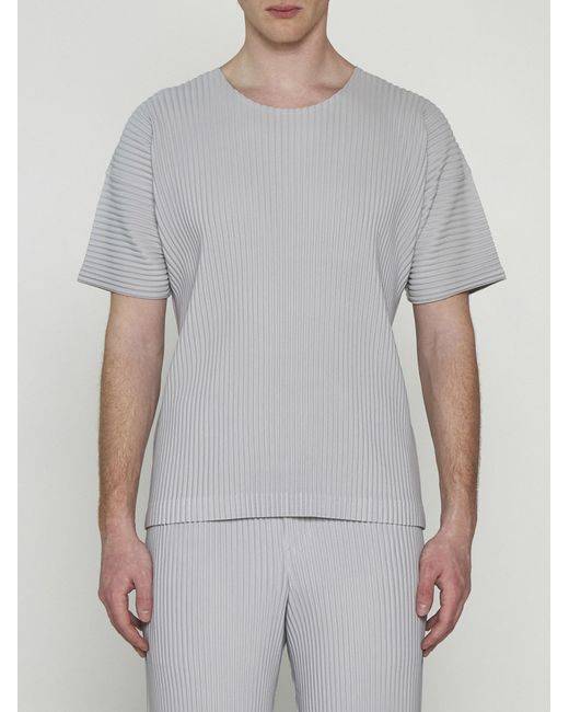 Homme Plissé Issey Miyake Gray Pleated Fabric T-Shirt for men
