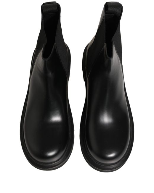 Dolce & Gabbana Black Chelsea Boots Leather Slip On Shoes for men