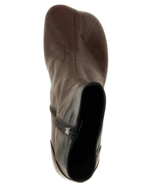 MM6 by Maison Margiela Brown Anatomic Ankle Boots Lambskin Boots