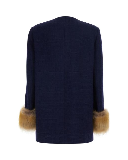 Valentino Blue Caban Coat Wool Blazers