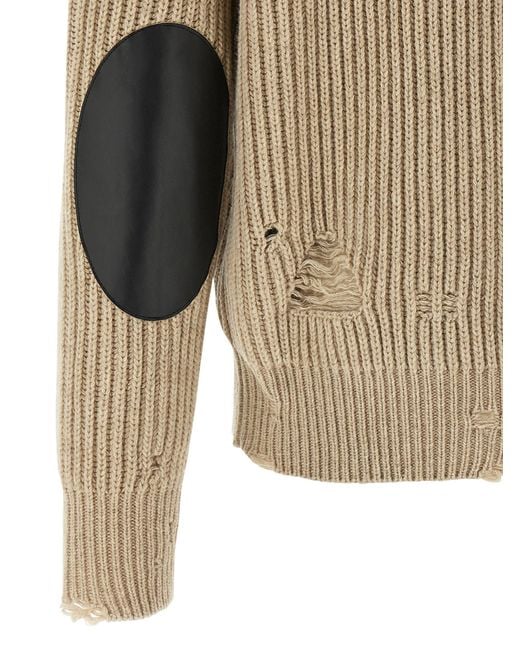 MM6 by Maison Martin Margiela Natural Distressed Wool Cardigan for men