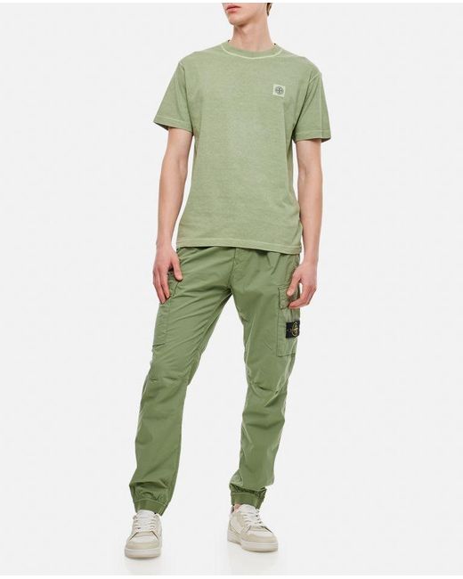 Stone Island Basic Logo T-shirt Cotton Washed in Green for Men | Lyst