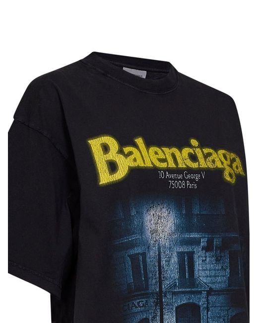 Balenciaga Black Washed The Address Oversize T-Shirt