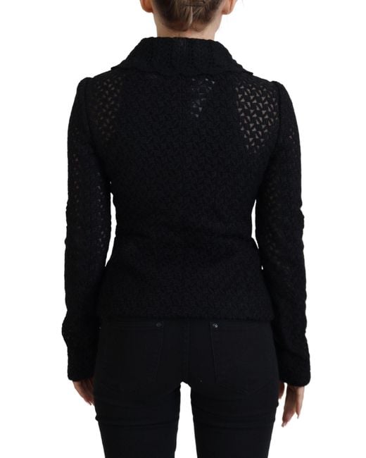 Dolce & Gabbana Black Elegant Wool Blend Button Down Jacket