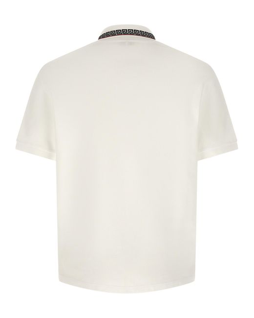 Versace White Cotton Polo Shirt for men