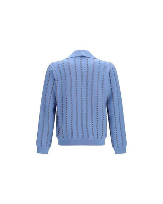 Fendi Blue Cotton Sweatshirt for men
