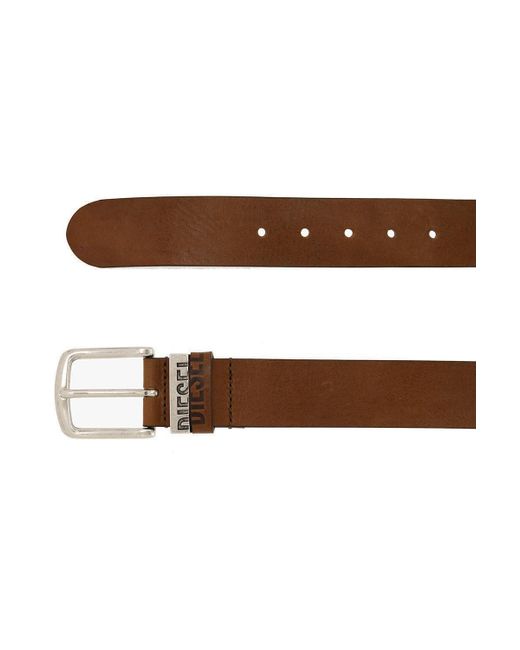 DIESEL Brown ‘ Logo B-Visible’ Leather Belt for men