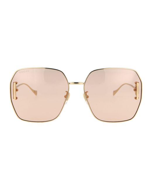 Gucci Pink Geometric Frame Sunglasses