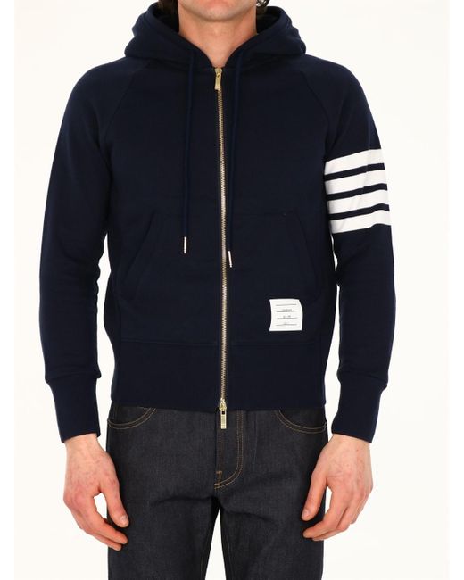 Thom Browne Blue Cotton Hoodie 4-Bar for men