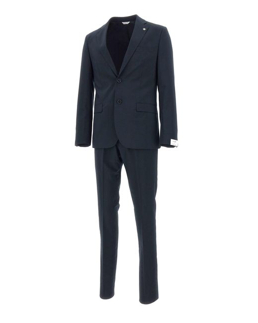 Manuel Ritz Blue Viscose Two-Piece Suit for men