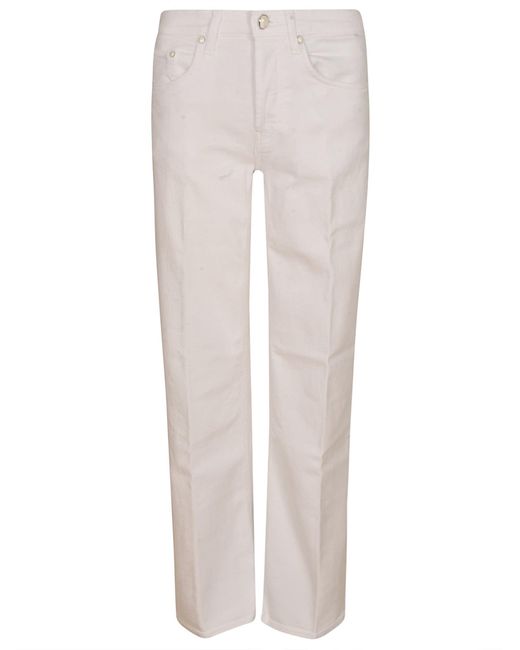 Dondup White Straight Buttoned Jeans