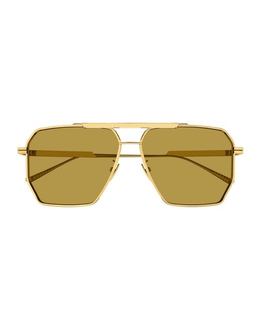 Bottega Veneta Brown Bv1012S Linea Minimalist Metallo Sunglasses