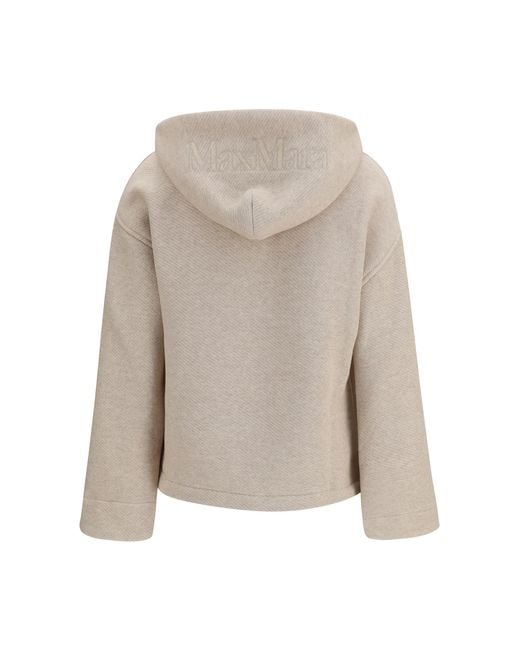 Max Mara Pure White Hooded Sweatshirt Cotton; Polyester Sweatshirts