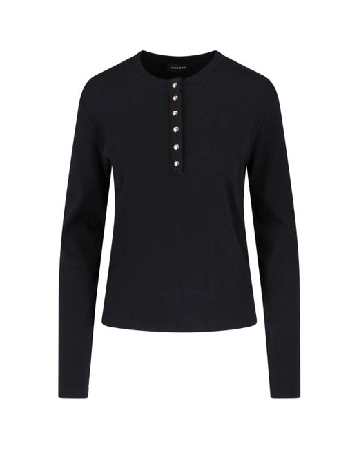 Anine Bing Blue Ribbed Cotton Cardigan With Button Closure