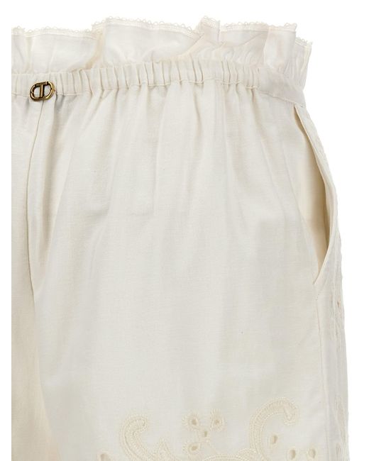 Twin Set White Embroidery Shorts