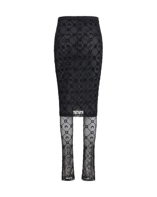 MARINE SERRE Black Moonogram Mesh Flock Pant-Skirt Recycled Polyamide; Elastane
