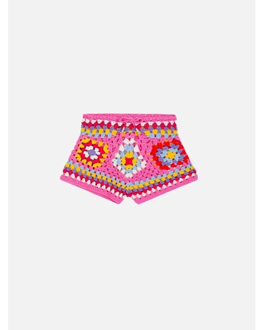 Mc2 Saint Barth Pink Girl Crochet Shorts Bottom_Apparel