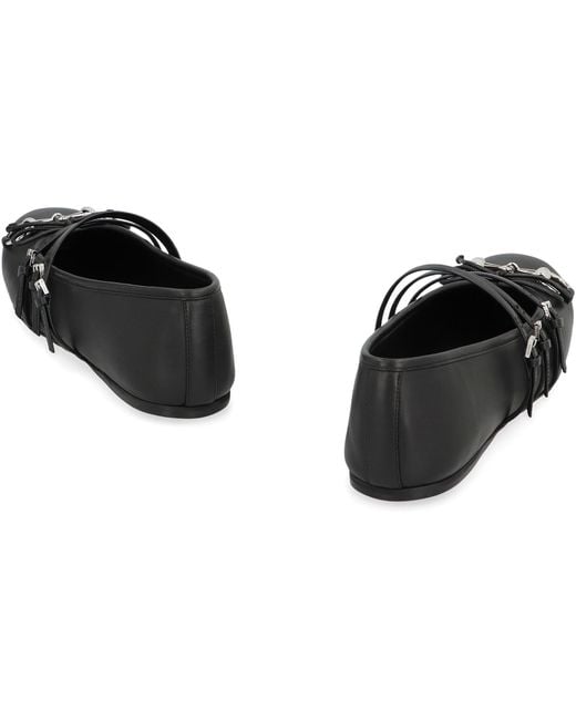 Gucci Black Leather Ballet Flats Lamb Ballerina Shoes