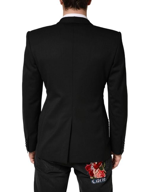 Dolce & Gabbana Black Embellished Single Breasted Blazer Virgin Wool Silk Clothing for men
