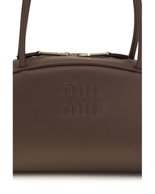 Miu Miu Brown Shoulder Bag Beau Calf Leather
