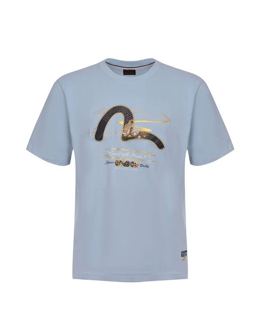 Evisu Blue T-Shirt Made Of Cotton for men