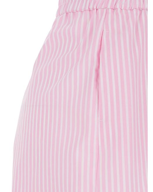 Le Plain Pink Striped Fabric Shorts For And Bermuda