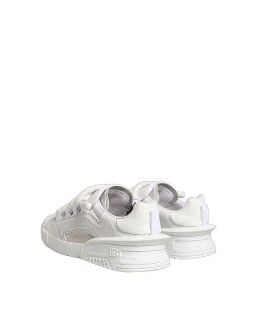Dolce & Gabbana White Calfskin Leather Low Top Sneakers Shoes for men