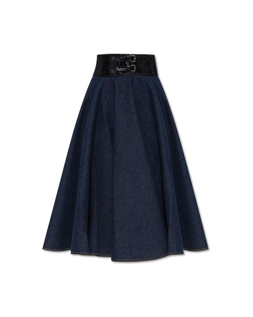 Alaïa Blue Ala Belted Denim Skirt