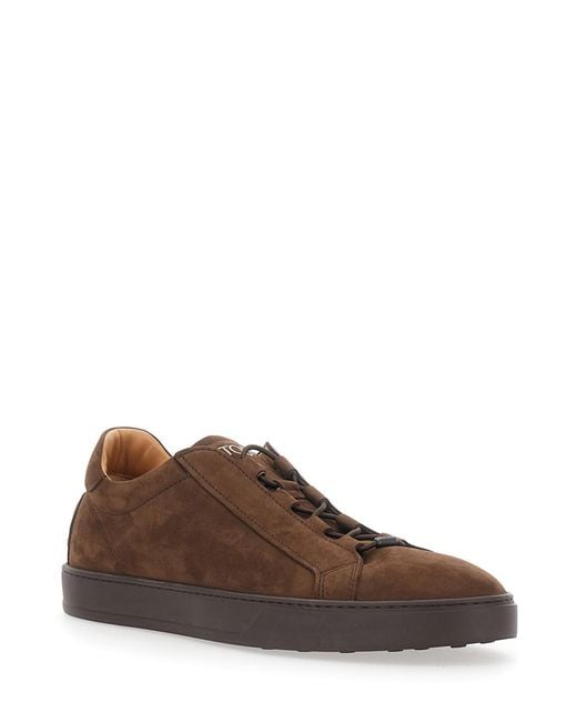 Tod's Brown Low-Top Suede Sneakers Sheep Leather Trainers for men