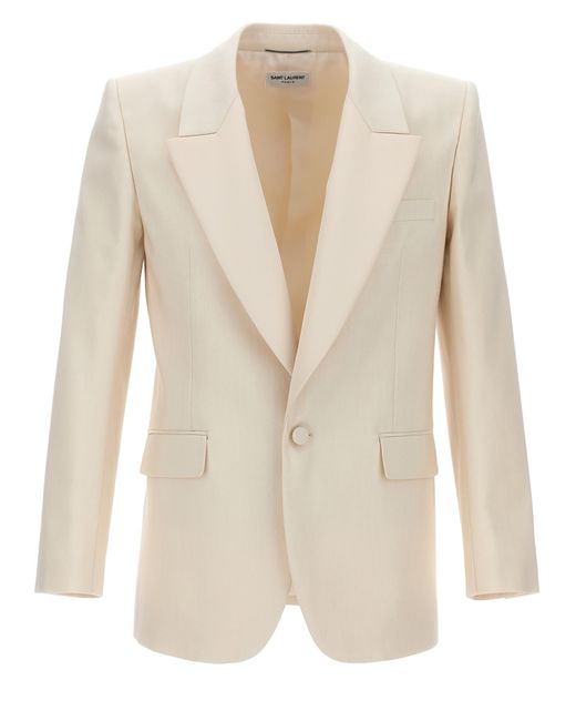 Saint Laurent Natural Silk Single Breast Blazer Jacket Jackets for men