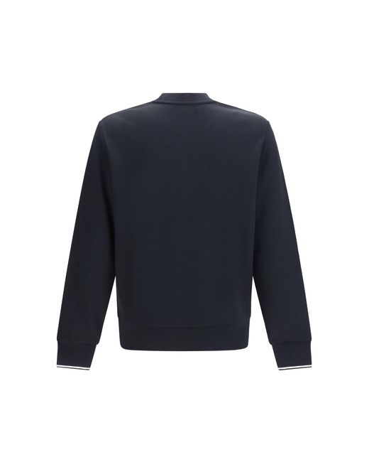 Fred Perry Blue Crewneck Sweatshirt With Logo Cotton Sweatshirts for men