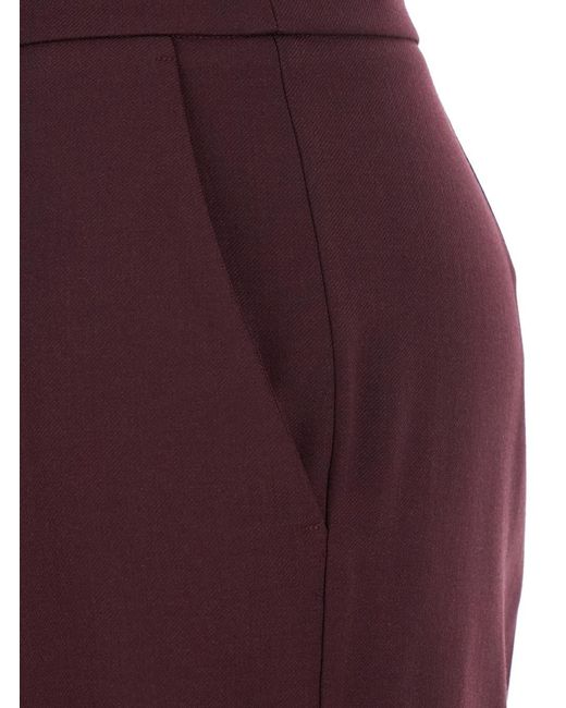 Twinset Purple Pants With Concealed Front Closure And Logo Plaque On The Rear