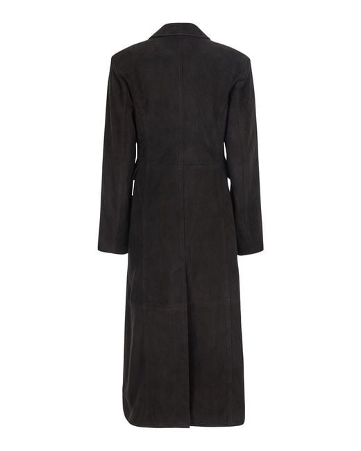 ROTATE BIRGER CHRISTENSEN Black Coat Suede Leather