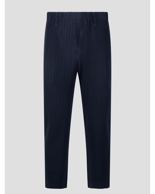 Homme Plissé Issey Miyake Blue Basic Pleated Trousers for men