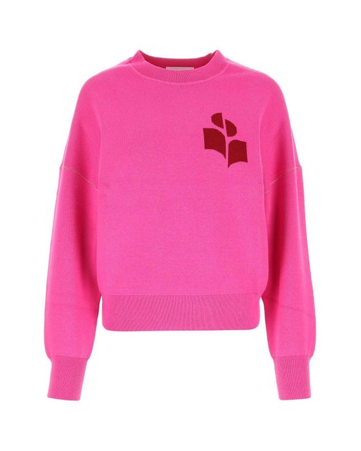 Isabel Marant Pink Fuchsia Stretch Cotton Blend Altee Sweater