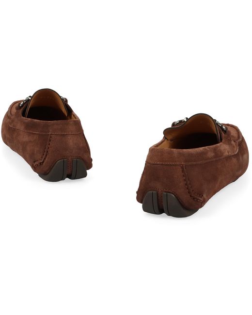 Ferragamo Brown Suede Loafers Calfskin for men