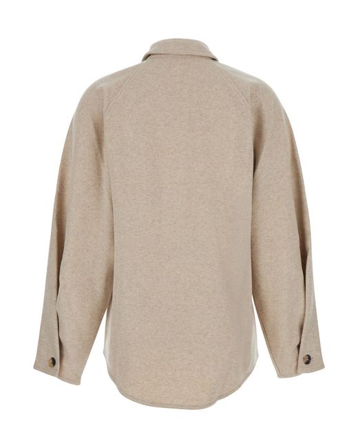 Max Mara Natural Cashmere Cardigan With Classic Collar Elastane Tops